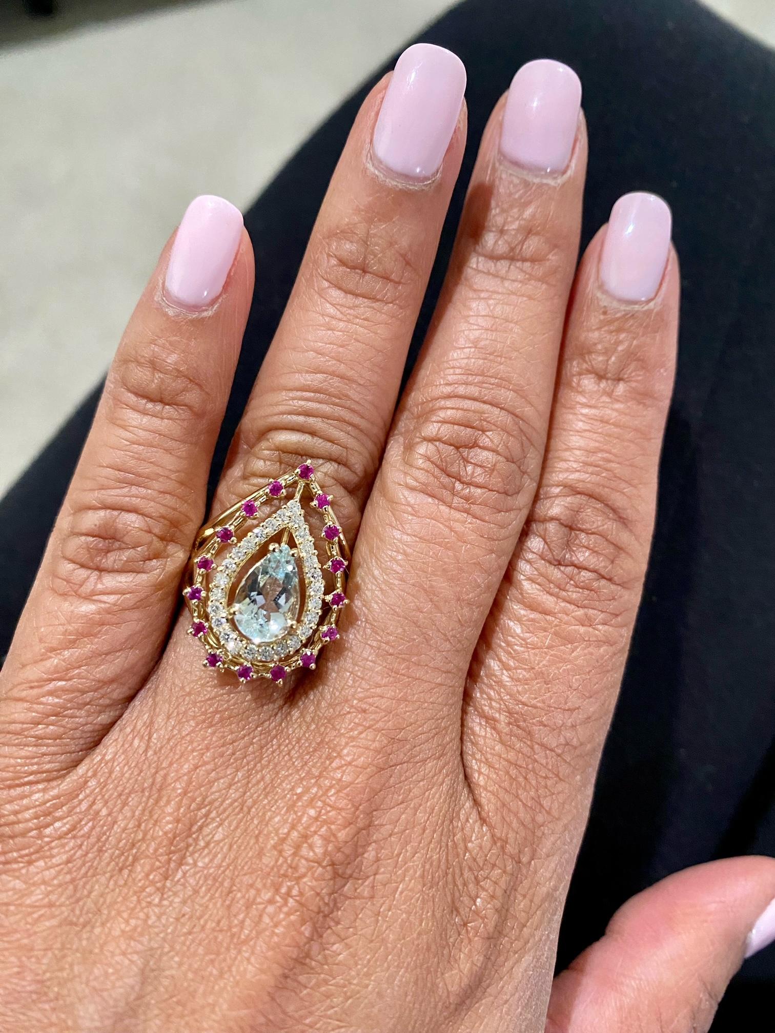 Anello Cocktail in oro giallo con zaffiro e diamante da 1,96 carati in vendita 1
