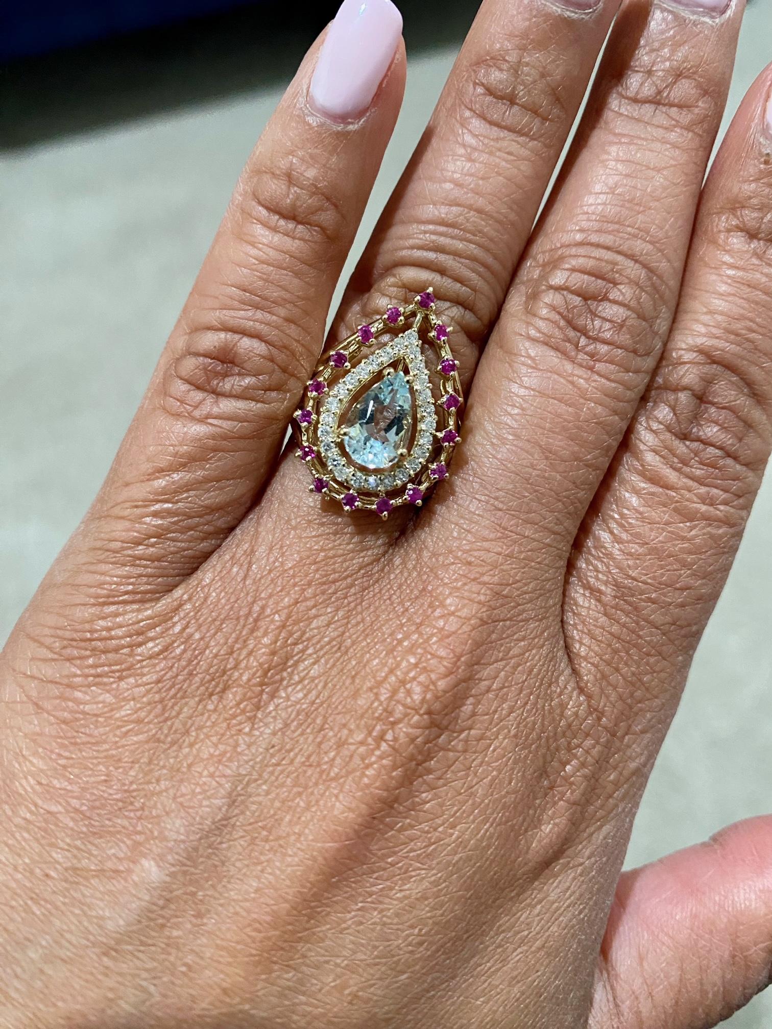 Anello Cocktail in oro giallo con zaffiro e diamante da 1,96 carati in vendita 2