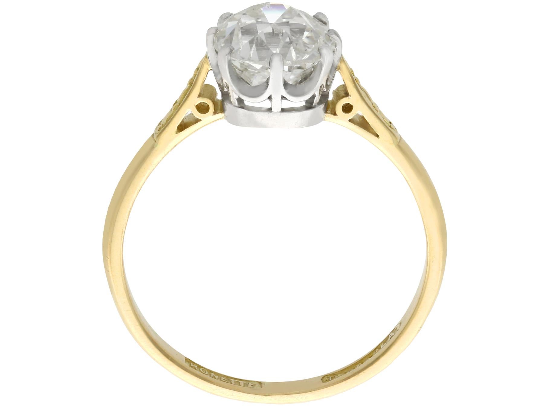 1.96 Carat Diamond and Yellow Gold Engagement Ring 1