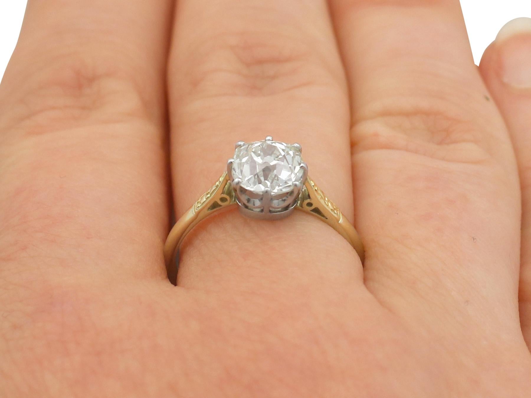1.96 Carat Diamond and Yellow Gold Engagement Ring 4