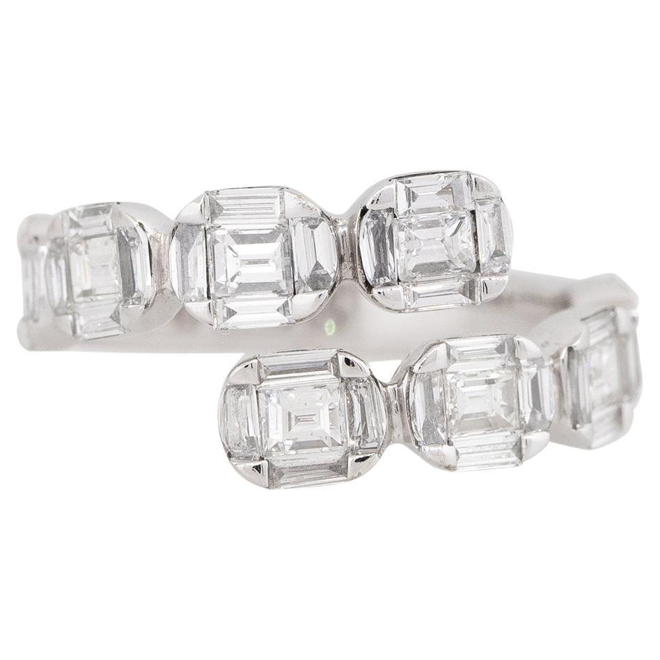 1.96 Carat Diamond Mosaic Bypass Ring 18 Karat In Stock For Sale