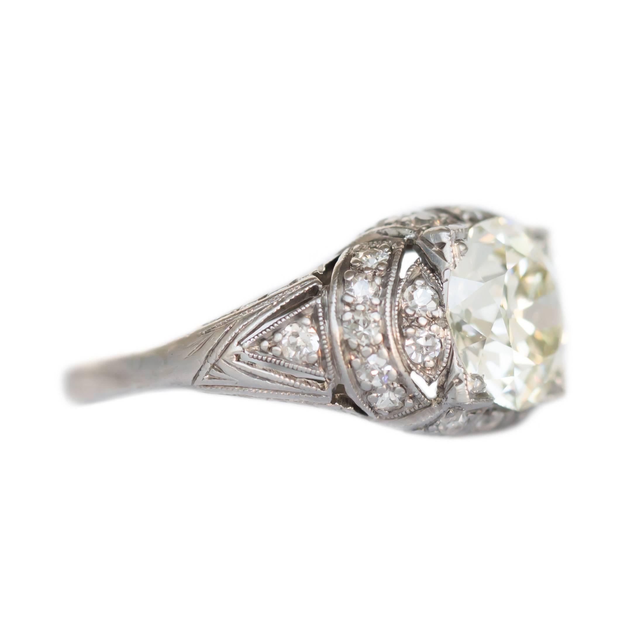 Art Deco 1.96 Carat Diamond Platinum Engagement Ring For Sale