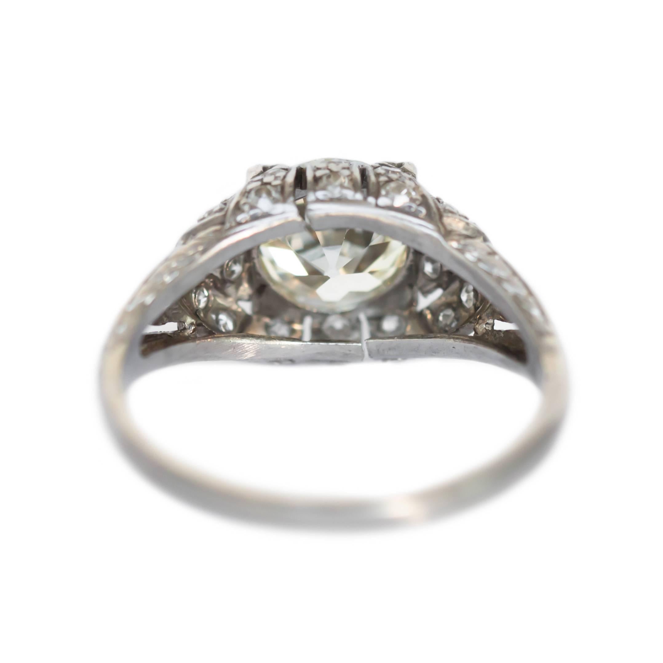 1.96 Carat Diamond Platinum Engagement Ring In Excellent Condition For Sale In Atlanta, GA