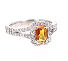 1.96 Carat Diamond Sapphire White Gold Engagement Ring