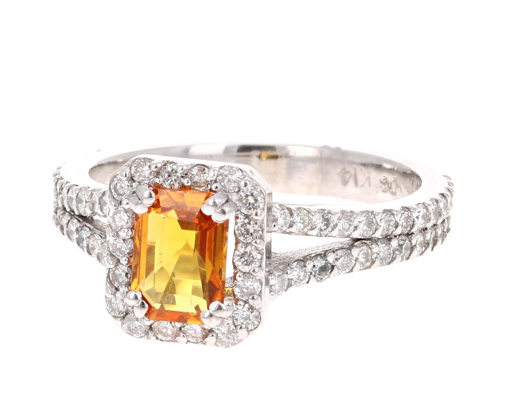 Verlobungsring mit 1,96 Karat Diamant und Saphir aus Weißgold (Zeitgenössisch) im Angebot