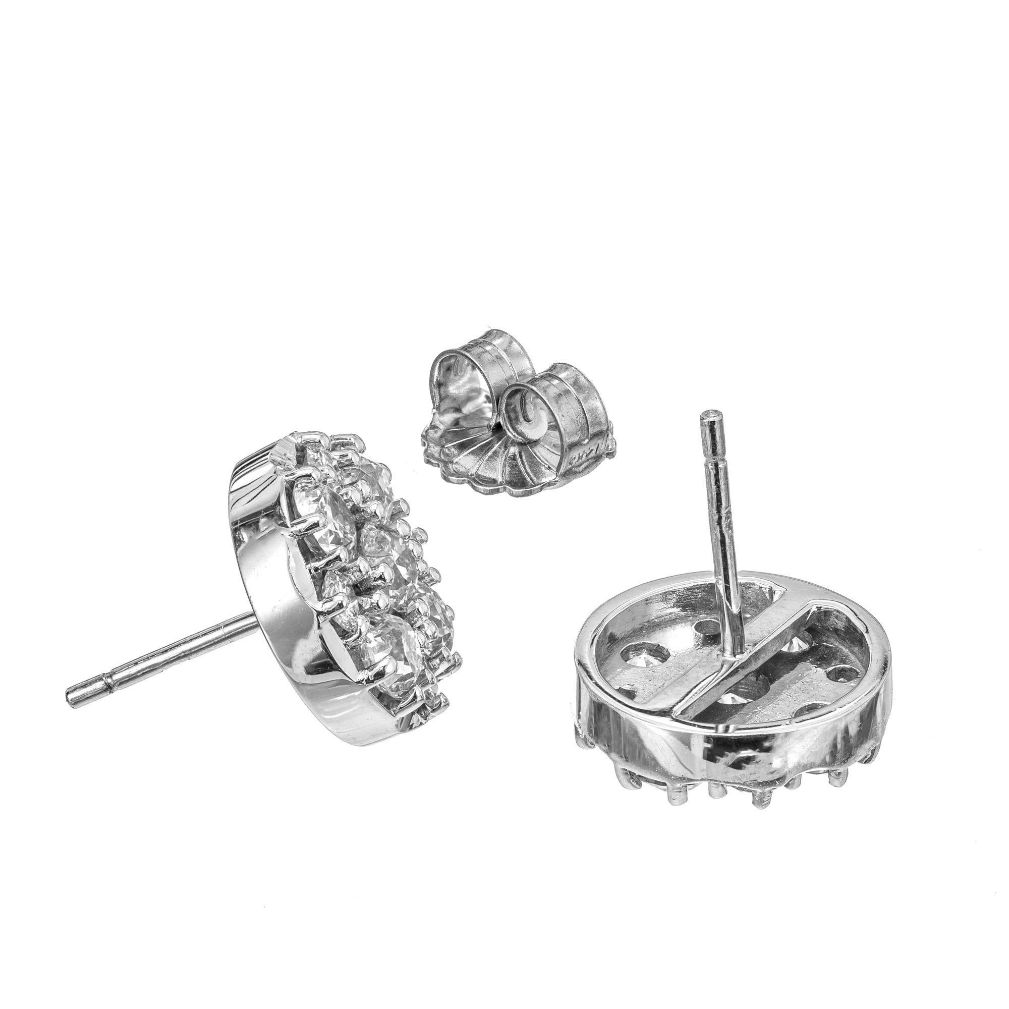 1,96 Karat Diamant-Ohrringe aus Weißgold mit Cluster (Alteuropäischer Schliff) im Angebot