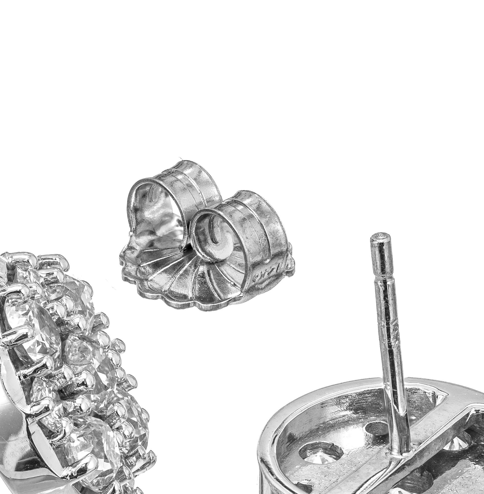 1,96 Karat Diamant-Ohrringe aus Weißgold mit Cluster Damen im Angebot
