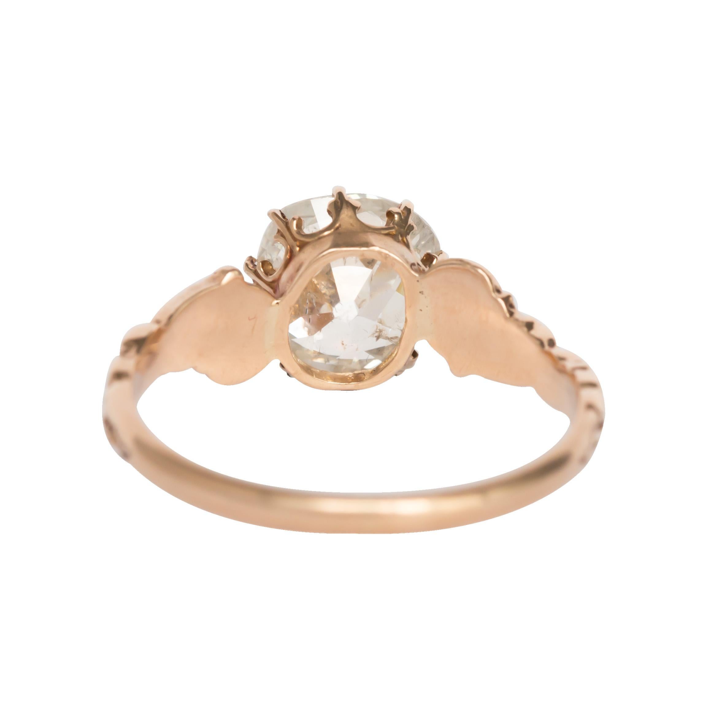1.96 Carat Diamond Yellow Gold Engagement Ring In Good Condition In Atlanta, GA