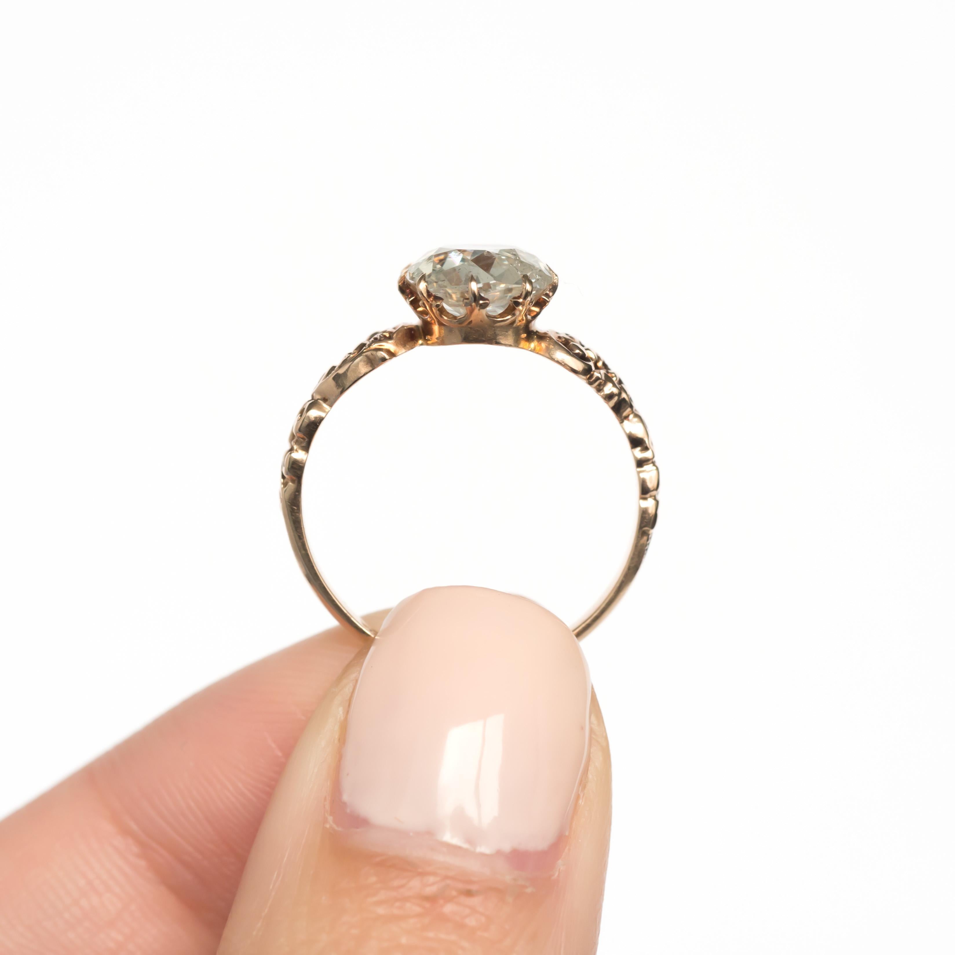 Women's 1.96 Carat Diamond Yellow Gold Engagement Ring