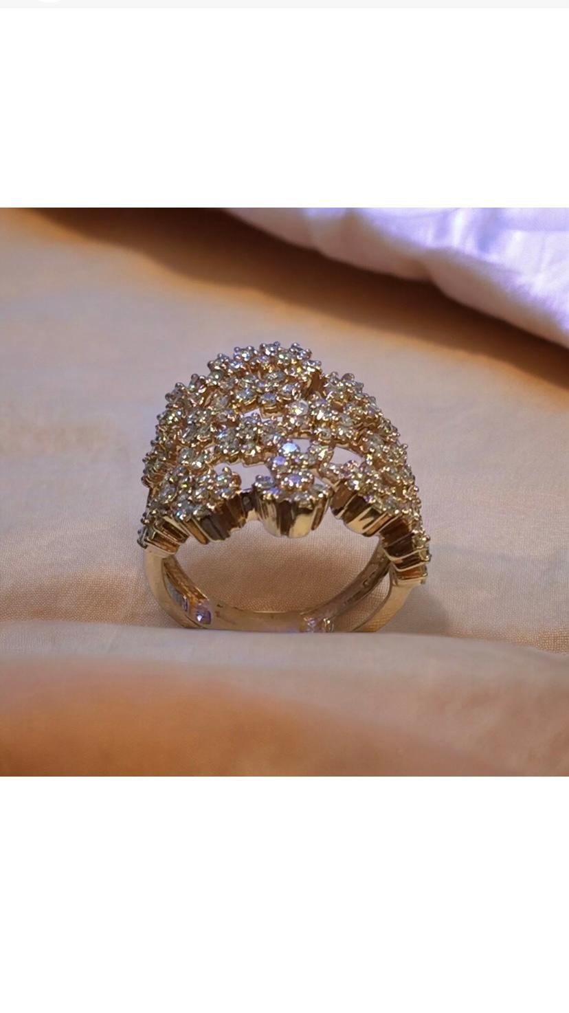 1.96 Carat Natural Diamonds Flowers Gold Ring For Sale 5