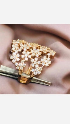 1.96 Carat Natural Diamonds Flowers Gold Ring