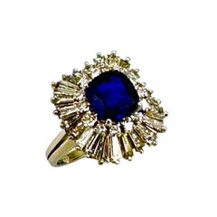 1.96 Carat Natural No Heat Cushion Sapphire and Diamond Platinum Cocktail Ring 1.96 Carat Natural No Heat Cushion Sapphire and Diamond Platinum Cocktail Ring