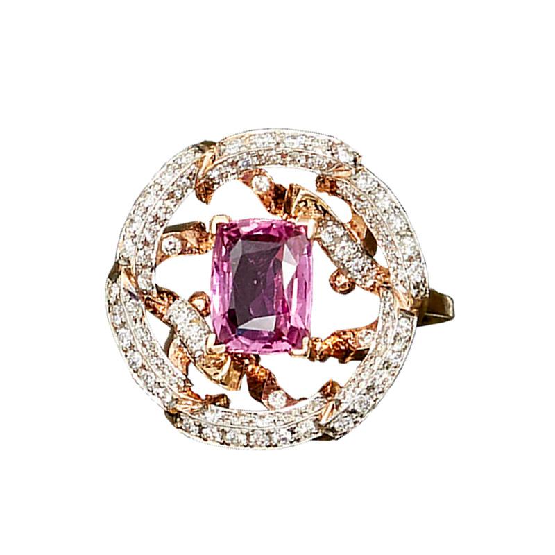 Contemporary MAIKO NAGAYAMA 1.96 Carat Natural Pink Sapphire and Diamond Cocktail Ring For Sale
