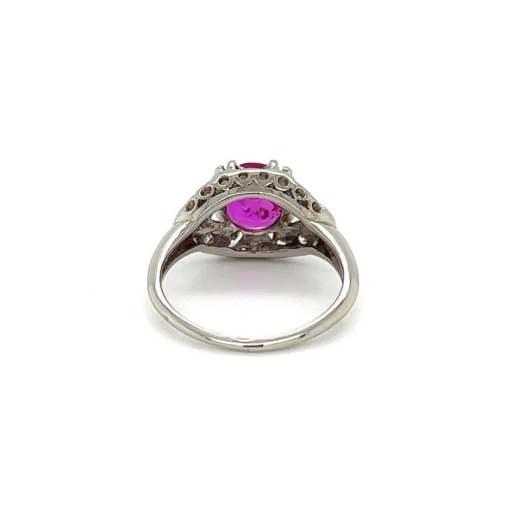 Mixed Cut 1.96 Carat Natural Purple Red NO HEAT BURMA Ruby GIA Diamond Platinum Ring For Sale