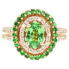 1.96 Carat Natural Tsavorite Garnet Diamond 14 Karat Yellow Gold Cocktail Ring 1.96 Carat Natural Tsavorite Garnet Diamond 14 Karat Yellow Gold Cocktail Ring
