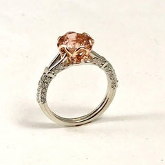 1.96 Carat Peach Tourmaline Set in 14 Karat White and Rose Gold Engagement Ring