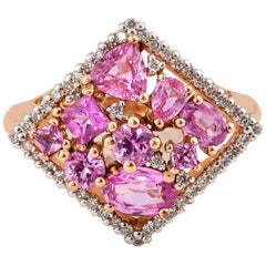 Sunita Nahata saphir rose 1.96 carats Bague fantaisie en or rose 18 carats avec diamants