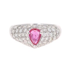 1.96 Carat Ruby Diamond 18 Karat White Gold Cocktail Ring