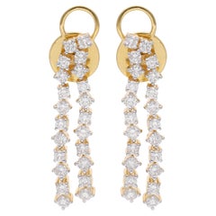 1.96 Carat SI Clarity HI Color Diamond Earrings 14 Karat Yellow Gold Jewelry