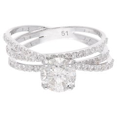 Bague à anneau solitaire en or blanc 14 carats avec diamant de 1,96 carat de pureté SI