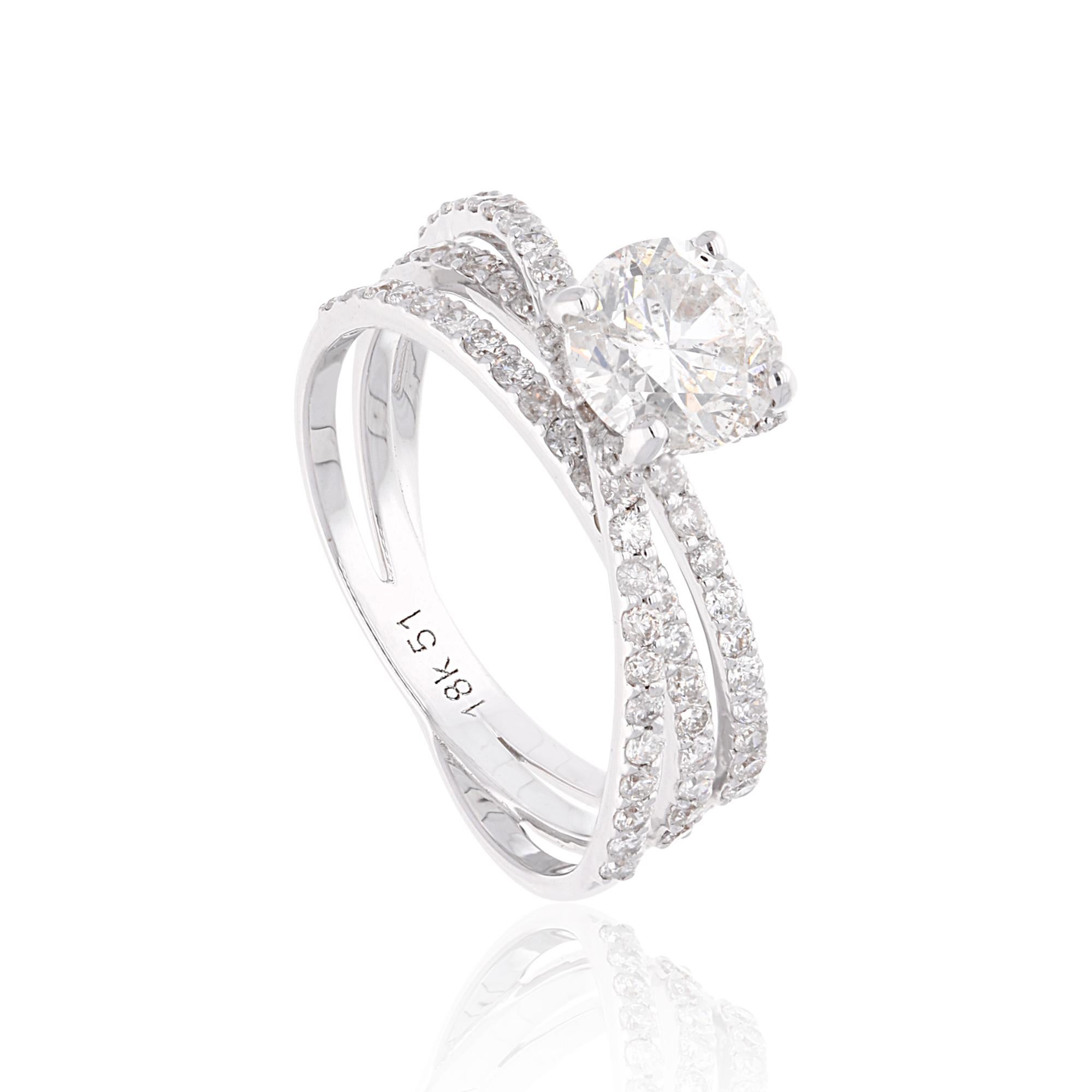 For Sale:  1.96 Carat SI Clarity HI Color Solitaire Diamond Band Ring 18 Karat White Gold 2