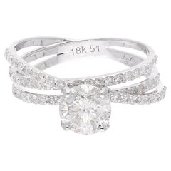 1.96 Carat SI Clarity HI Color Solitaire Diamond Band Ring 18 Karat White Gold
