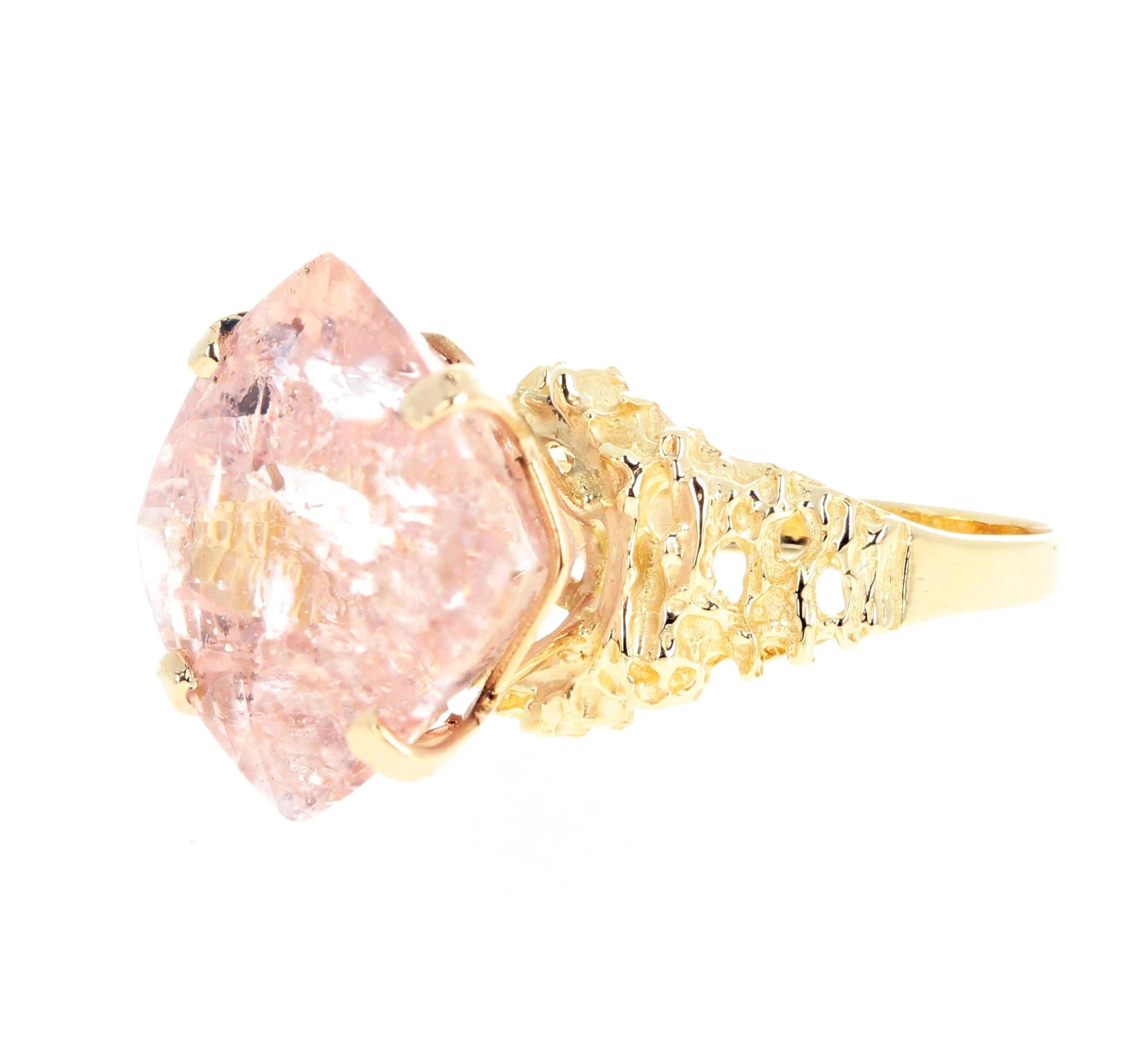 Gemjunky Elegant 19.6 Cts Sparkling Blush Color Morganite High Mount Gold Ring 2