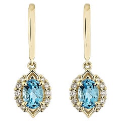 Sunita Nahata Topazio Blu Svizzero 1.96ct. Orecchini a goccia in 14KYG con diamante.