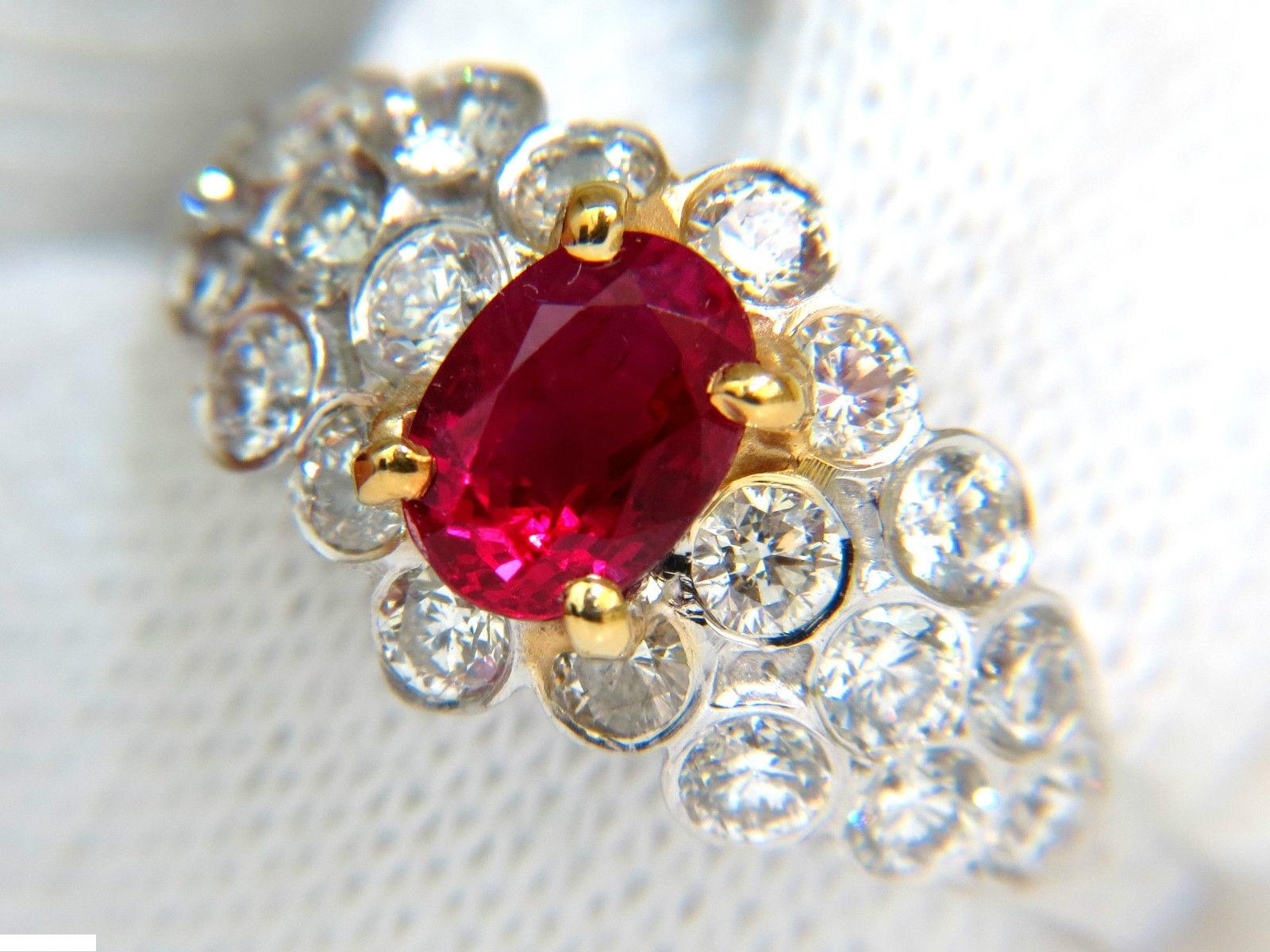 1.96 Carat Vivid Top Gem Natural Bright Red Ruby Diamond Ring 14 Karat 4