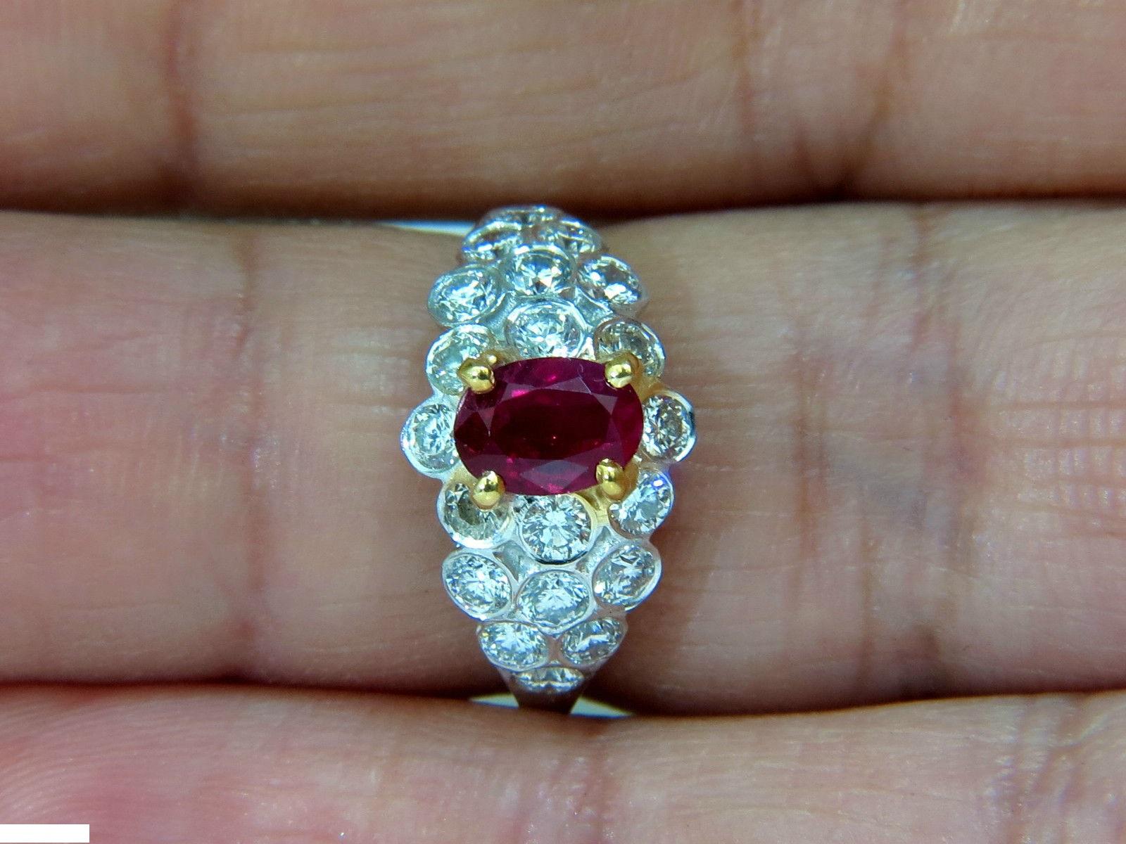 1.96 Carat Vivid Top Gem Natural Bright Red Ruby Diamond Ring 14 Karat 5