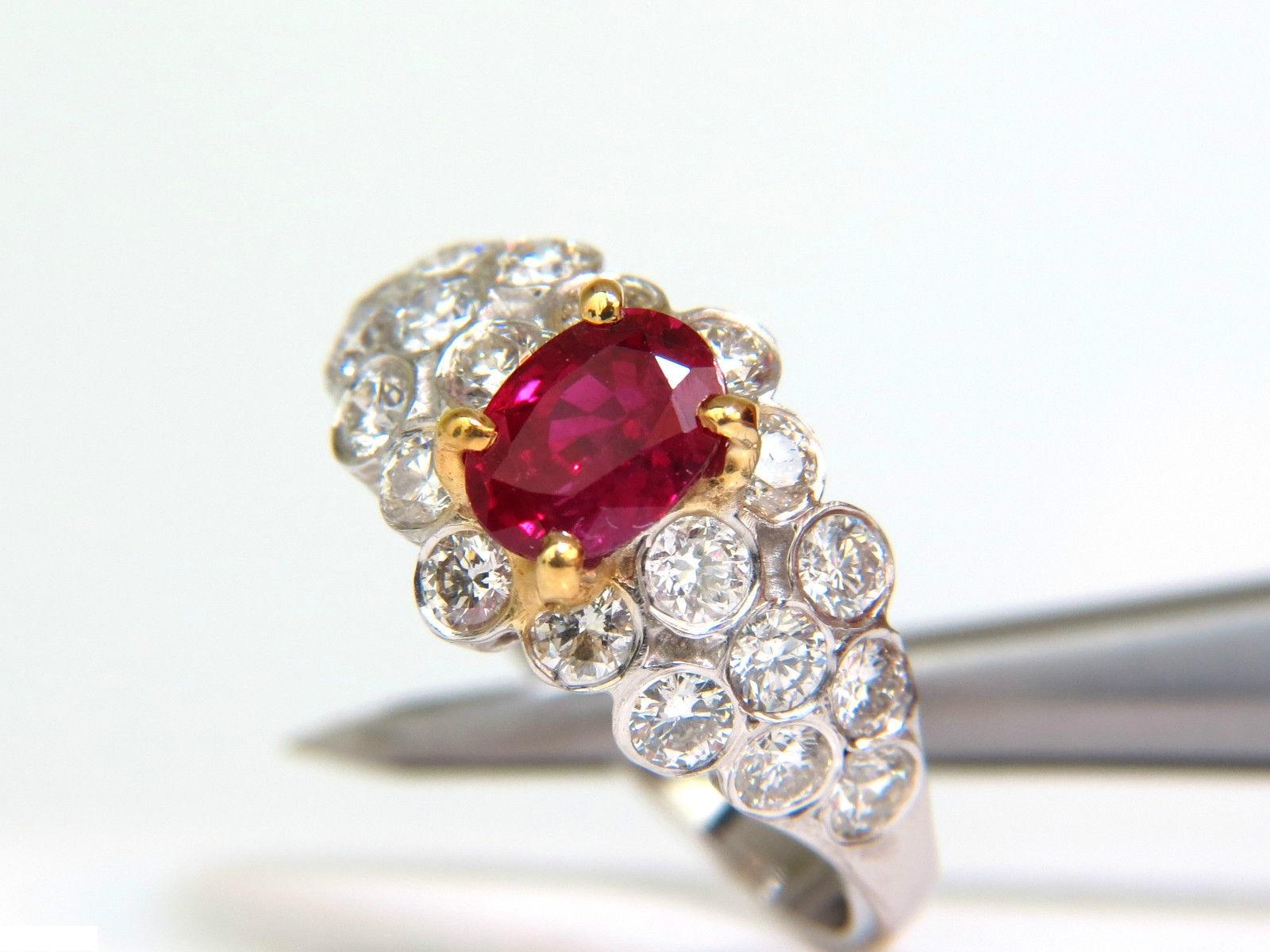 Victorian 1.96 Carat Vivid Top Gem Natural Bright Red Ruby Diamond Ring 14 Karat