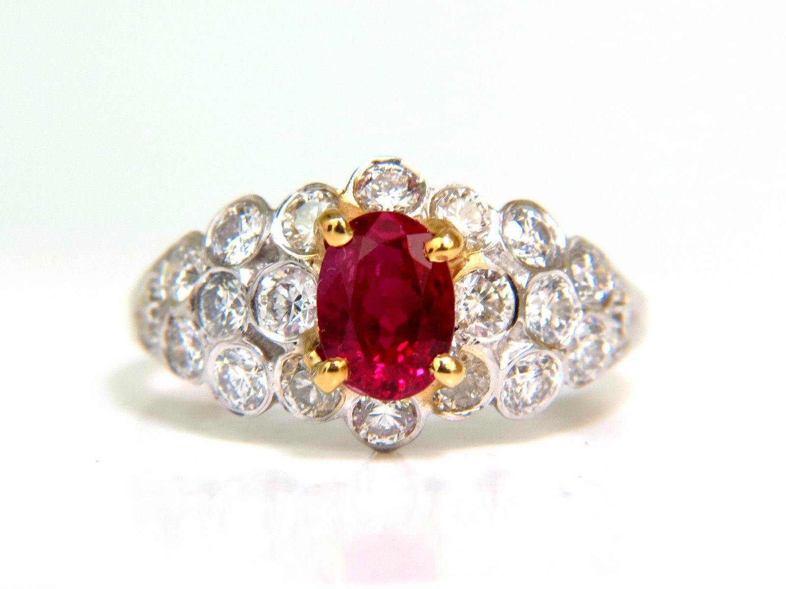 1.96 Carat Vivid Top Gem Natural Bright Red Ruby Diamond Ring 14 Karat In New Condition In New York, NY