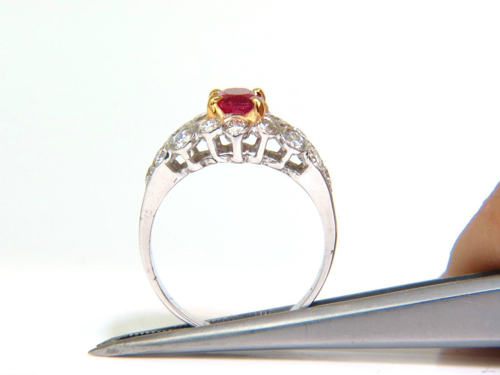 Women's or Men's 1.96 Carat Vivid Top Gem Natural Bright Red Ruby Diamond Ring 14 Karat