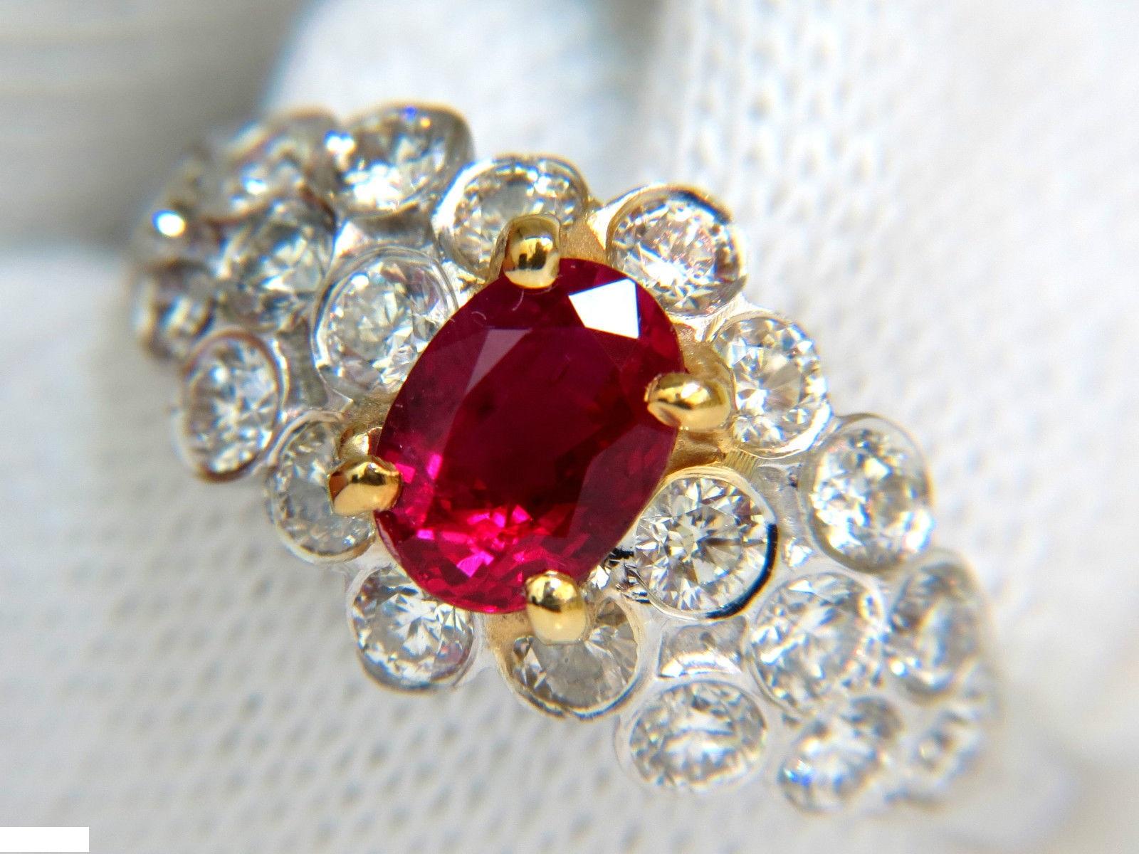 1.96 Carat Vivid Top Gem Natural Bright Red Ruby Diamond Ring 14 Karat 1