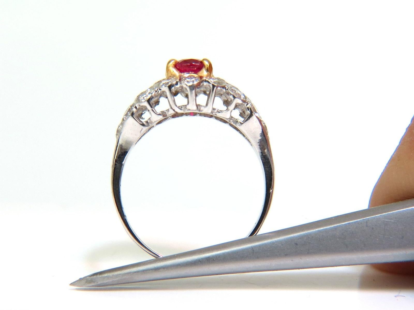 1.96 Carat Vivid Top Gem Natural Bright Red Ruby Diamond Ring 14 Karat 2