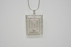 1.96 Carat White Round Brilliant Diamond Stud Earrings with Necklace in 18 Karat