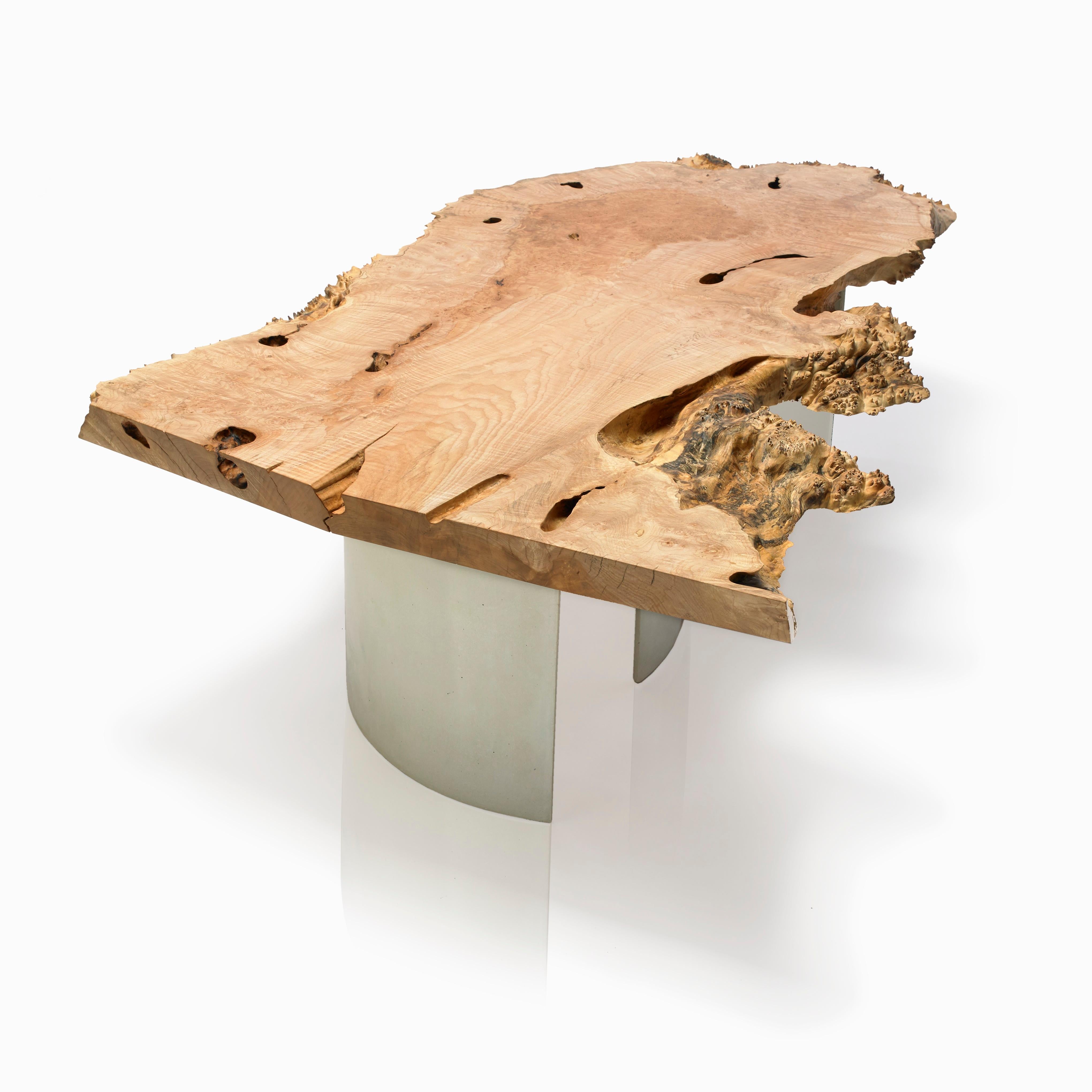 Fait main Table basse 196 en bois de ronce d'érable Spalted et béton par Autonomous Furniture en vente