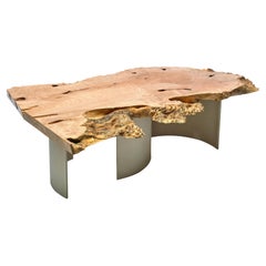 196 Coffee Table in Spalted Maple Burl Wood and Concrete by Autonomous Furniture