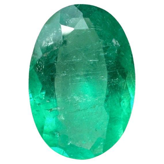 1,96 Ct 11x8 Elongated Apple Green Colombian Oval Emerald Loose Gemstone