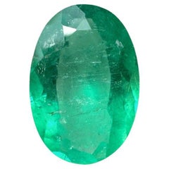 1,96 Ct 11x8 Elongated Apple Green Colombian Oval Emerald Loose Gemstone