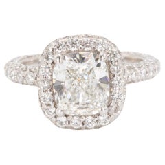 1.96 Ct Cushion Brilliante Diamond GIA Certified in 14k White Gold Diamond Ring (Bague à diamant en or blanc 14k)
