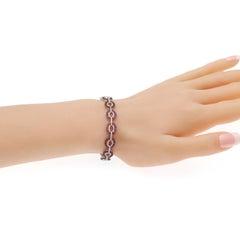 Zafiro rosa natural de 1,96 quilates y diamantes de 0,98 quilates Pulsera de oro blanco de 14k