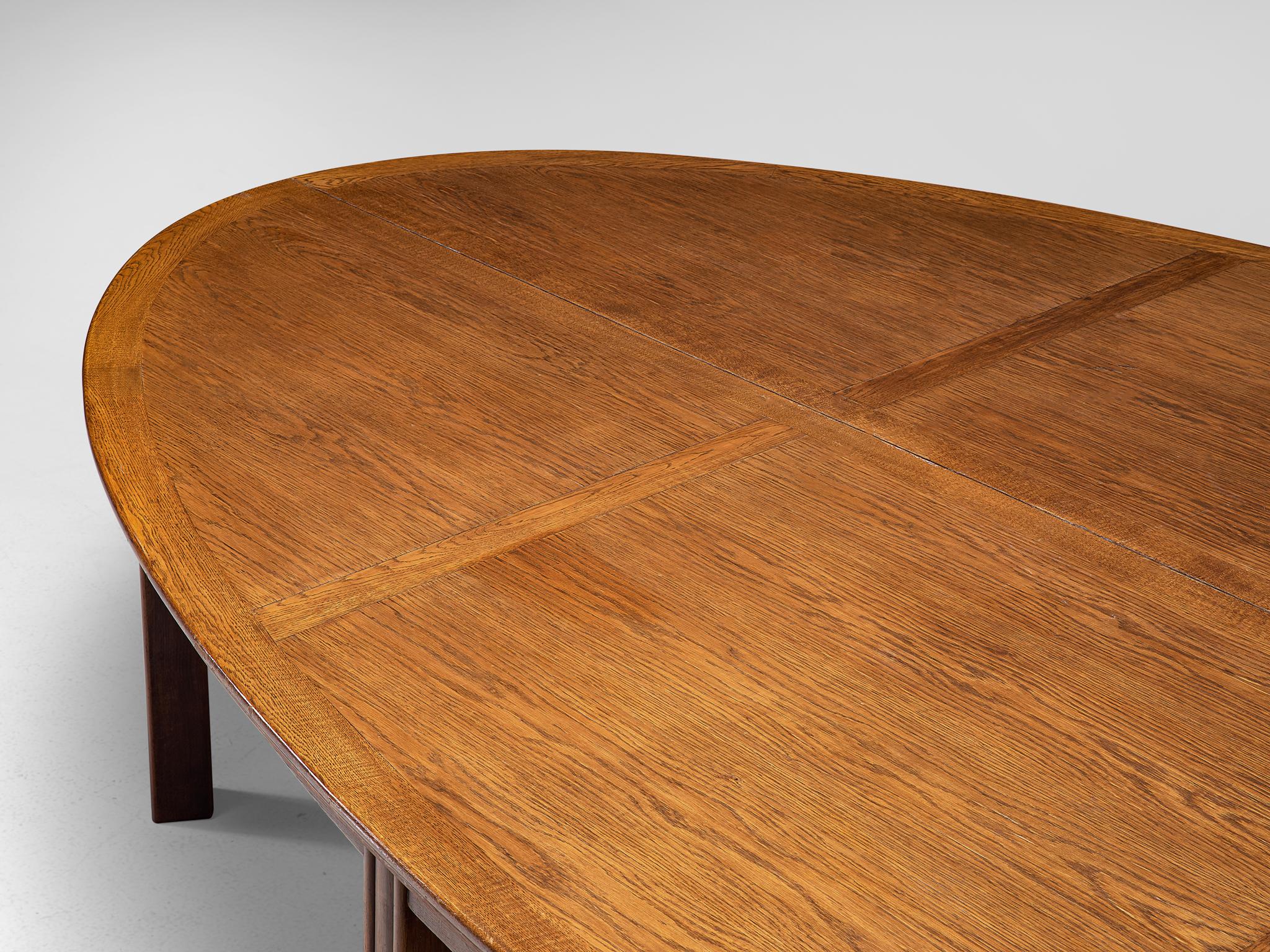 Dutch Oval-Shaped Conference Table in Stained Oak In Good Condition In Waalwijk, NL