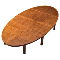 Dutch Oval-Shaped Conference Table in Stained Oak
