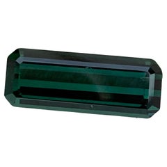 19.6 Mm Long Emerald Shape Dark Loose Lagoon Tourmaline 7.80 Carats Afghan Mine