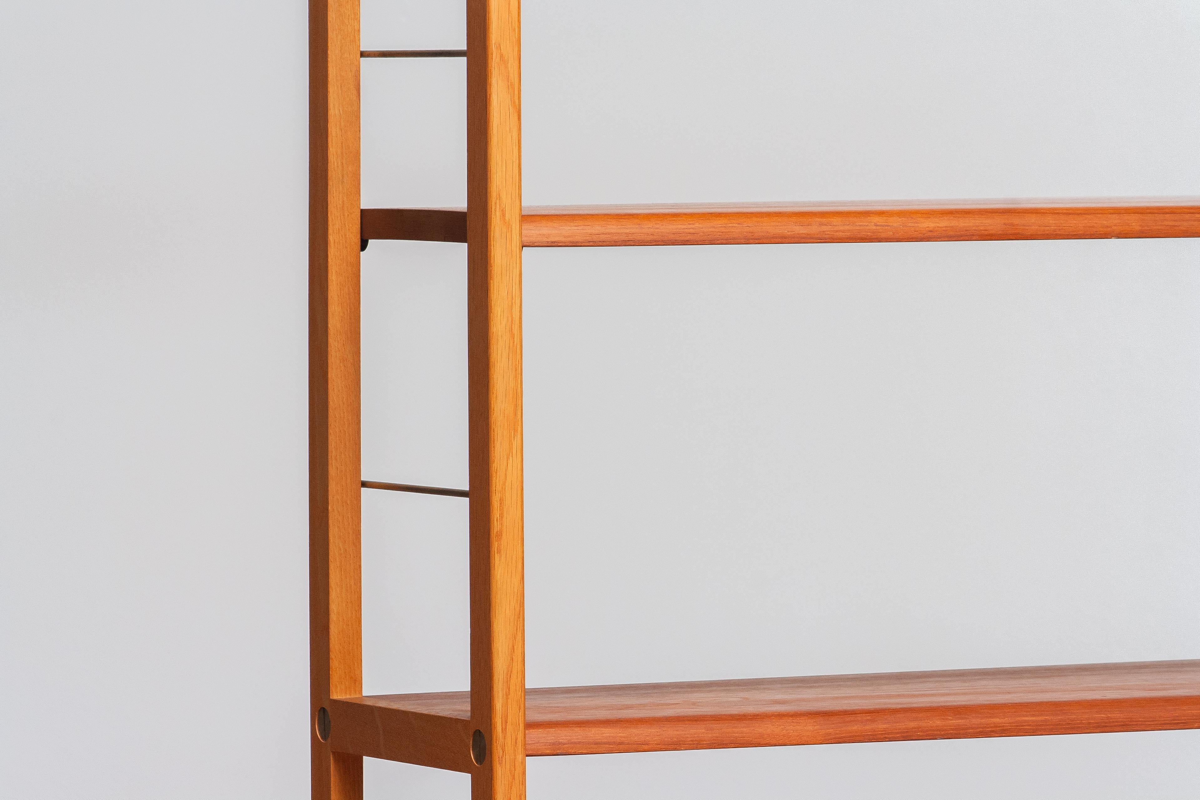 Mid-20th Century 1960, 1 Teak / Oak and Brass Bookcase by Bertil Fridhagen for Bodafors, Sweden