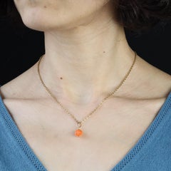 1960 18 Karat Yellow Gold Coral Bead Pendant