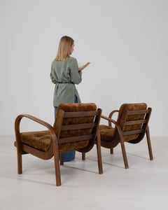 1960-1969 Czech Republic Deep Espresso Brown Pair Of Leather Club Chairs
