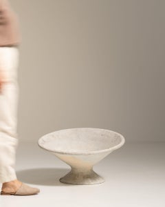 1960-1969 France Weathered Antique White Painted Flared Bowl Planter