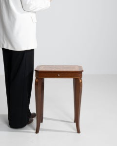 1960-1969 Italy Rich Walnut Brown Inlaid Marquetry Side Table